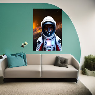 Renard rouge en costume spatial AI Art Poster