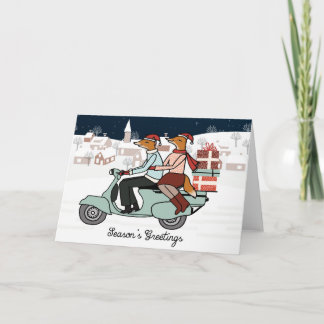 Renards sur une carte de Noël Vespa