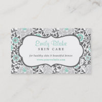Rendez-vous avec le Gray and Aqua Floral Damask