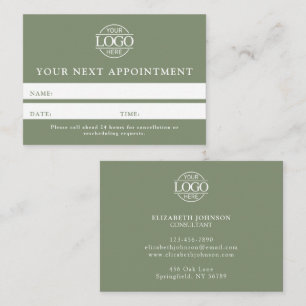 Rendez-vous Carte de Rappel Professionnel Vert Sauge Moderne S