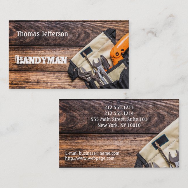 Rendez-vous Carte de visite de maintenance Handyman (Devant / Derrière)