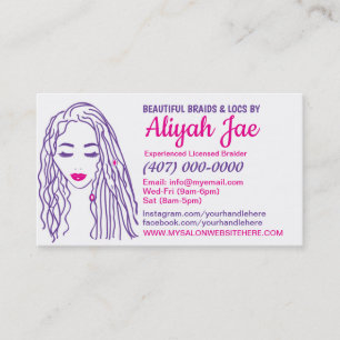 Rendez-vous Carte de visite de salon de tressage de cheveux