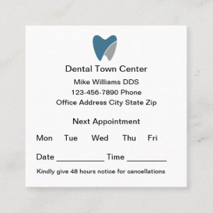 Rendez-vous chez un dentiste Carte de visite