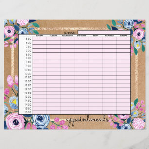 Rendez-vous d'affaires en papier kraft or floral r