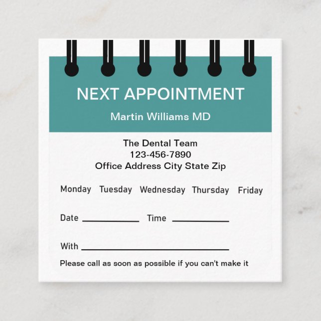 Rendez-vous des dentistes Cartes de visite (Devant)
