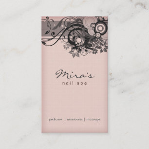 Rendez-vous Linge de Carte de visite floral rose noir
