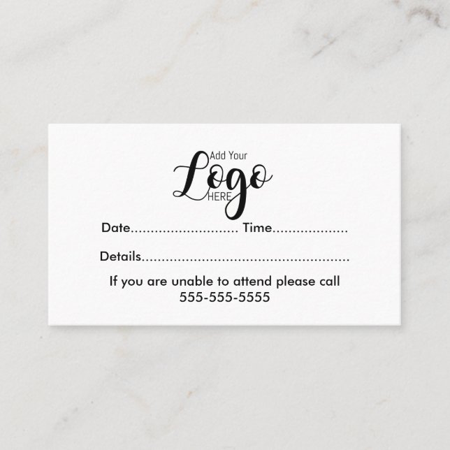 Rendez-vous Logo personnalisé carte de visite Carte de rendez- (Devant)