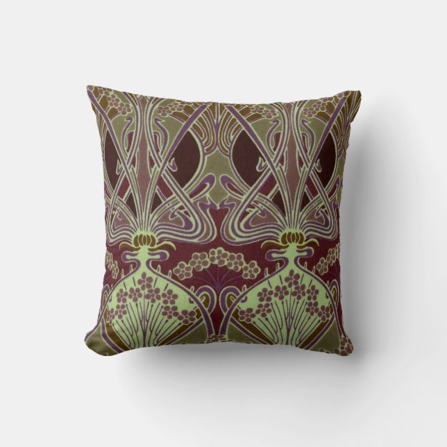 Rene Beauclair Art Nouveau Throw Pillow (Front)