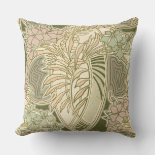 Rene Beauclair’s Art Nouveau Flower Design Throw Pillow