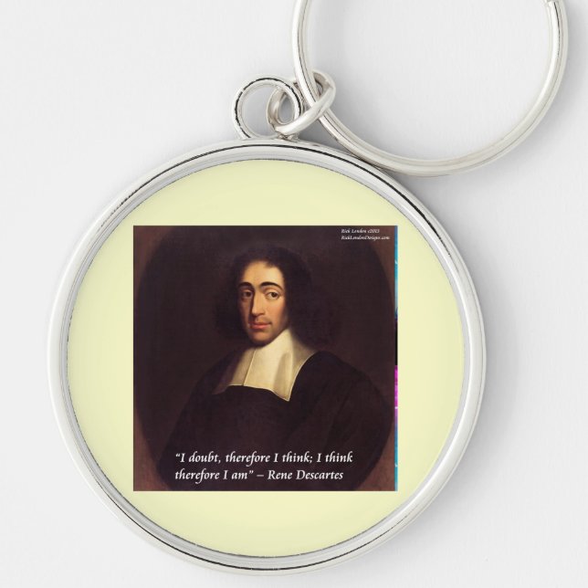 Rene Descarte I Think Therefore I Am Quote Keychain (Front)