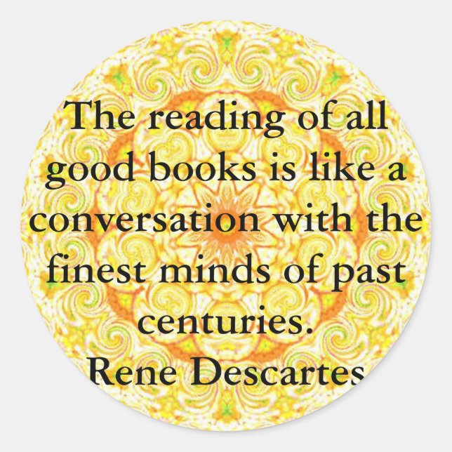 Rene Descartes Literature Quote Classic Round Sticker (Front)