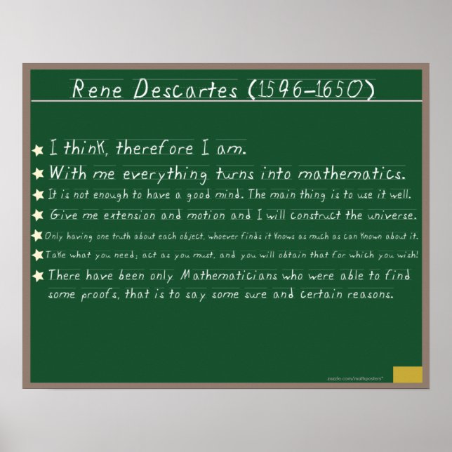 René Descartes Mathématiques Affiches Citations (Devant)
