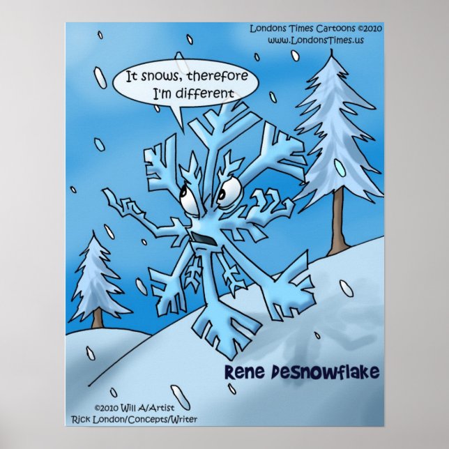 Rene Descartes Snowflake Funny Posters (Front)