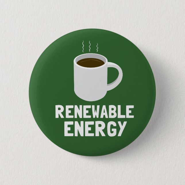 Renewable Energy Coffee Cup 2 Inch Round Button (Front)