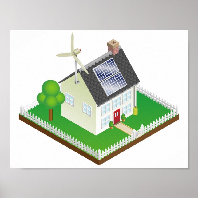 Renewable Energy Eco House with Solar Panels Poster (Front)