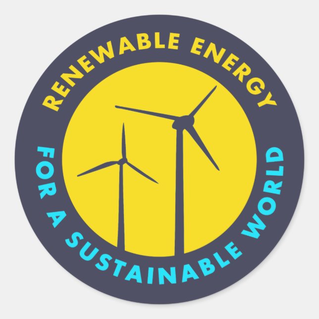 Renewable Energy For A Sustainable World Classic Round Sticker (Front)