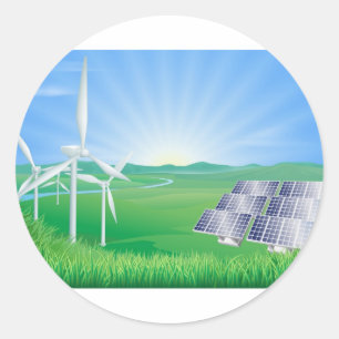 Renewable energy illustration classic round sticker