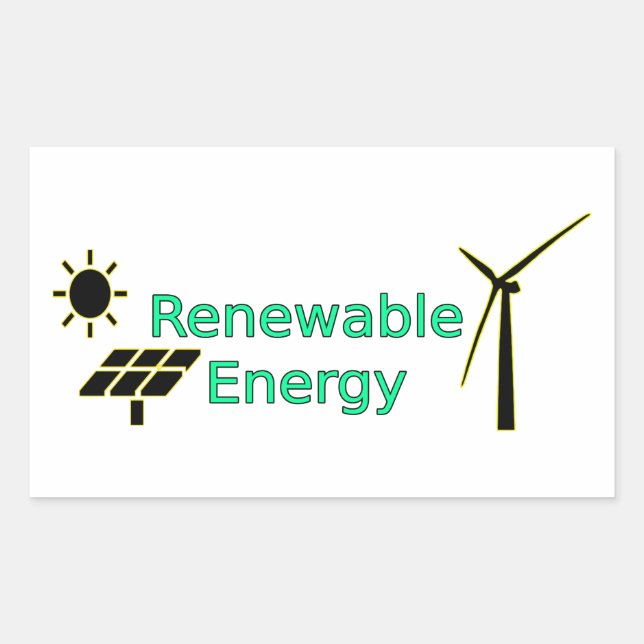 Renewable Energy Logo Solar Panels Wind Turbine Sticker (Front)