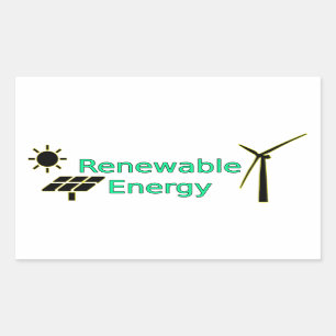 Renewable Energy Logo Solar Panels Wind Turbine Sticker