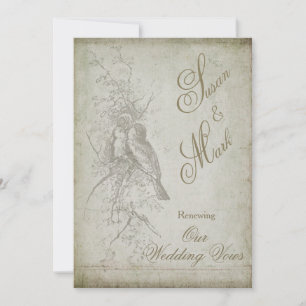 RENEWING WED. VOWS INVITTION - VINTAGE BIRD INVITATION
