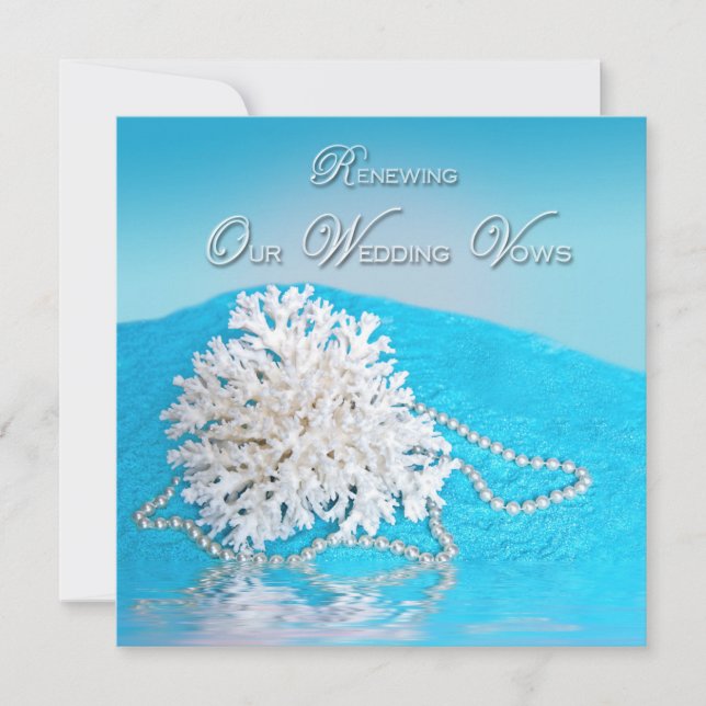 RENEWING WEDDING VOWS -INVITATION -SEA SHELL/BEACH INVITATION (Front)