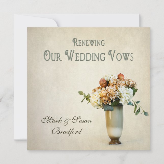 Renewing Wedding Vows Invittion -  Floral -Vintage Invitation (Front)
