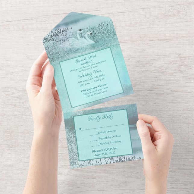 Renewing Wedding Vows Swans in the Wild All In One Invitation (Tearaway)