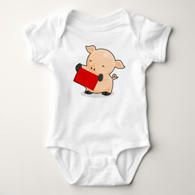 Renkoo Pig with Red Envelope Baby Bodysuit (Front)