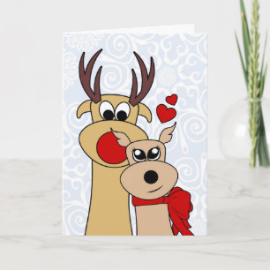 Renne dans la carte de voeux de Noël d'amour