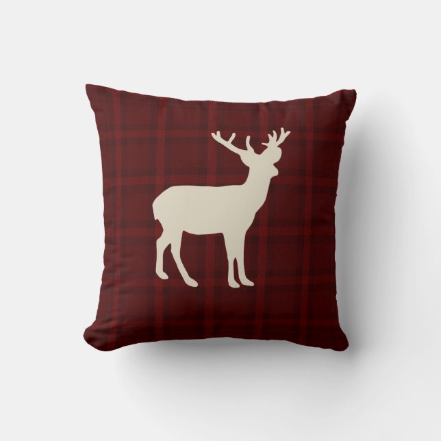 Renne dans le coussin rustique mou rouge de (Recto)