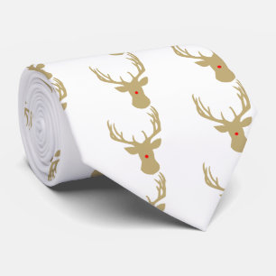Renne de Noël d'or avec une cravate rouge de nez