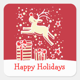 Renne de Noël saut joyeuse vacances autocollant