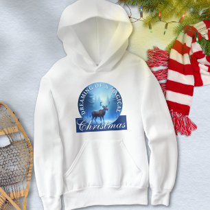 Renne magique bleu forêt enneigée Noël 