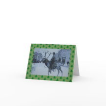 Renne vintage occidental w/snowman de carte de