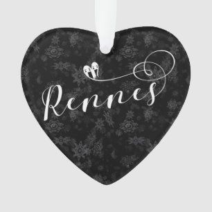 Rennes Flag in Heart, Roazhon, Breton Snowflake Ornament