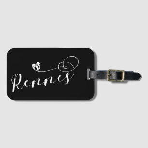 Rennes Flag in Heart, Roazhon Brittany Luggage Tag