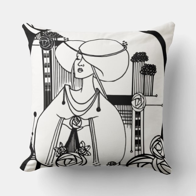 Rennie MacKintosh inspired Throw Pillow (Front)