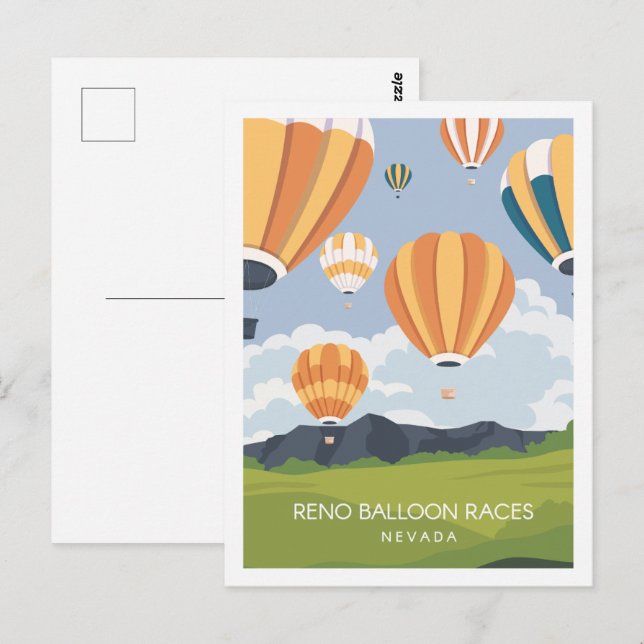 Reno Balloon Race Nevada Travel Place Illustration Postcard (Front/Back)