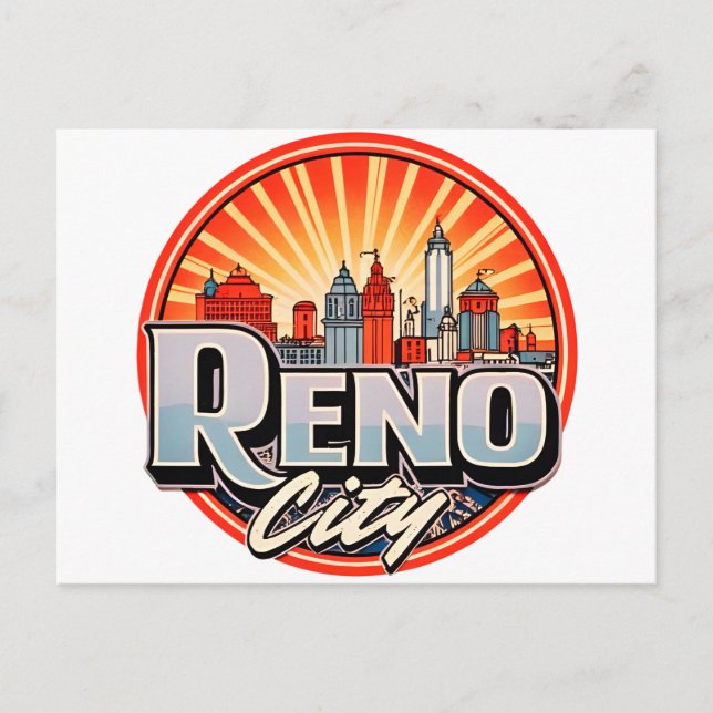 Reno City Nevada skyline Postcard (Front)