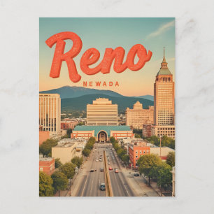 Reno City Nevada vintage skyline Postcard