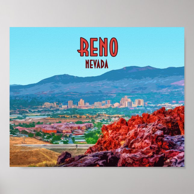 Reno Nevada Downtown Vintage Poster (Front)