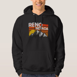 Reno Nevada Retro Vintage Mountain Sunset  Design Hoodie