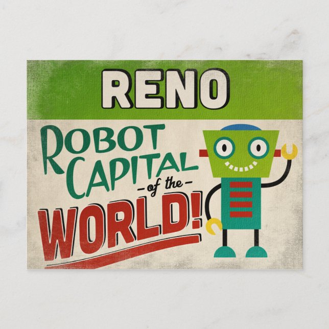 Reno Nevada Robot - Funny Vintage Postcard (Front)