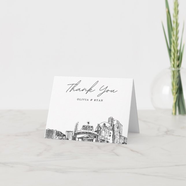 Reno Nevada Skyline Blank Thank You Card (Front)