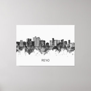 Reno Nevada Skyline BW Canvas Print