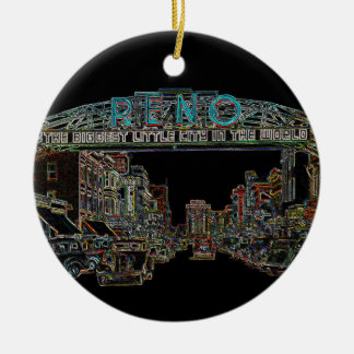 RENO NEVADA VINTAGE COLORFUL Neon Art Ceramic Ornament
