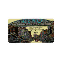 RENO NEVADA VINTAGE COLORFUL WATERCOLOR ART