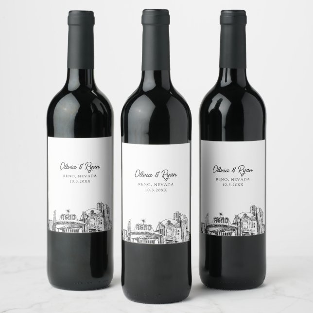 Reno Nevada Wedding Personalized Wine Label (Bottles)