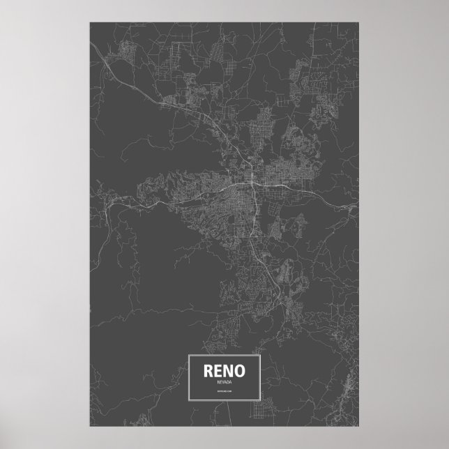 Reno, Nevada (white on black) Poster (Front)