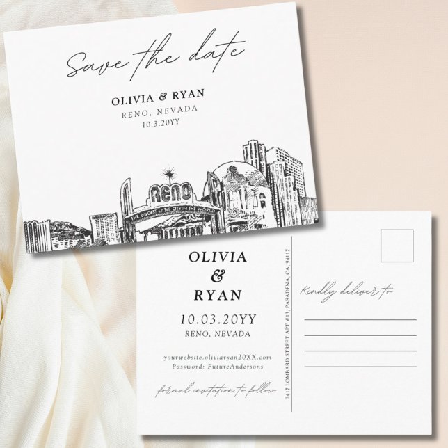 Reno Save the Date Postcard Elegant Wedding (Reno Save the Date Postcard Elegant Wedding)